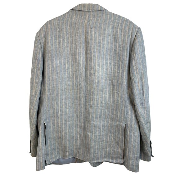 Mens Rizzoli Size 44R Linen Blue Stripe Blazer 3 Button Double Vent Italy REE105 - Picture 9 of 15
